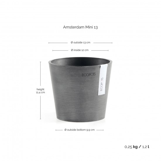 Amsterdam Mini small pot 13 Grey Small pot amsterdam mini Amsterdam Mini small pot 13 Grey Small pot amsterdam mini