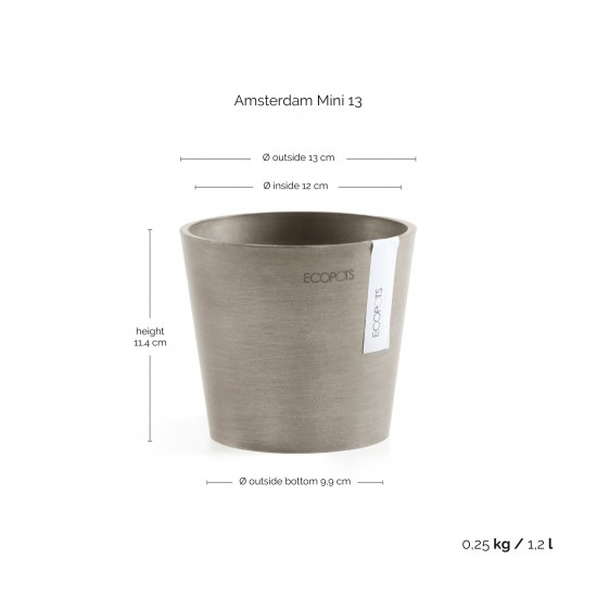 Amsterdam Mini small pot 13 Taupe Small pot amsterdam mini Amsterdam Mini small pot 13 Taupe Small pot amsterdam mini