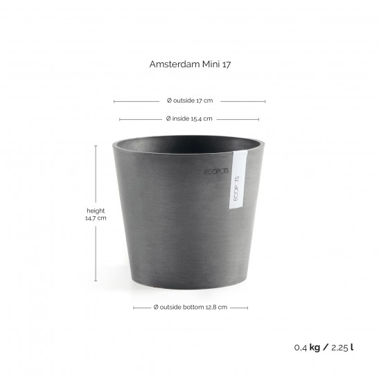 Amsterdam Mini small pot 17 Grey Small pot amsterdam mini Amsterdam Mini small pot 17 Grey Small pot amsterdam mini
