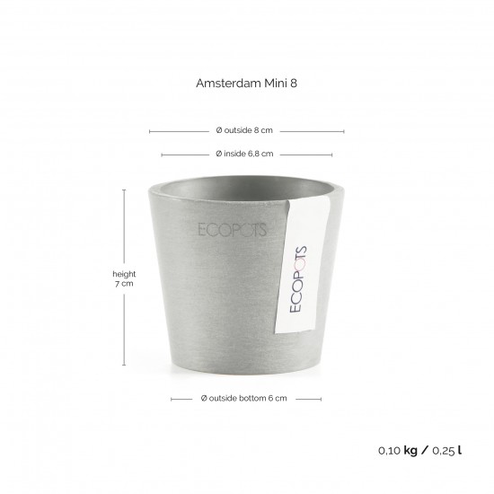 Amsterdam Mini small pot 8 White Grey Small pot amsterdam mini Amsterdam Mini small pot 8 White Grey Small pot amsterdam mini