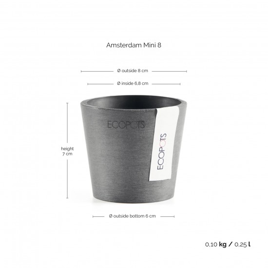 Amsterdam Mini small pot 8 Grey Small pot amsterdam mini Amsterdam Mini small pot 8 Grey Small pot amsterdam mini