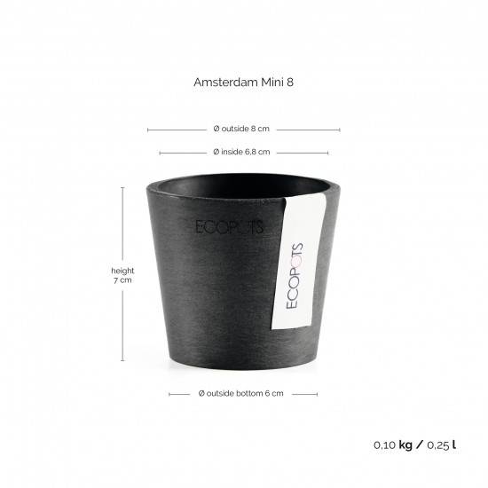 Amsterdam Mini small pot 8 Dark Grey Small pot amsterdam mini Amsterdam Mini small pot 8 Dark Grey Small pot amsterdam mini
