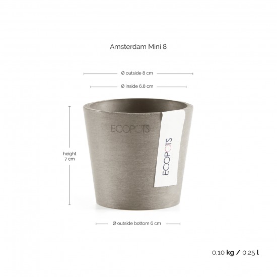 Amsterdam Mini small pot 8 Taupe Small pot amsterdam mini Amsterdam Mini small pot 8 Taupe Small pot amsterdam mini