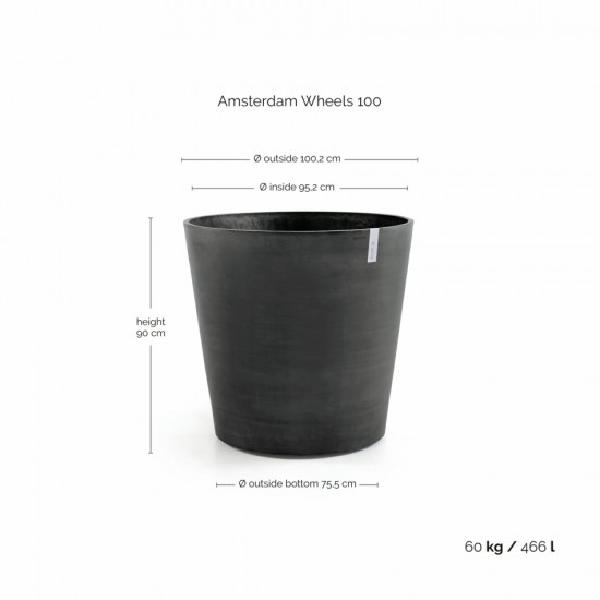 Amsterdam Wheels round pot 100 Dark Grey Pot amsterdam wheels