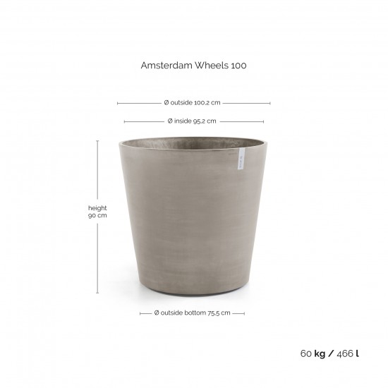 Amsterdam Wheels round pot 100 Taupe Pot amsterdam wheels Amsterdam Wheels round pot 100 Taupe Pot amsterdam wheels