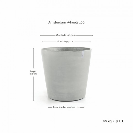 Amsterdam Wheels round pot 100 White Grey Pot amsterdam wheels