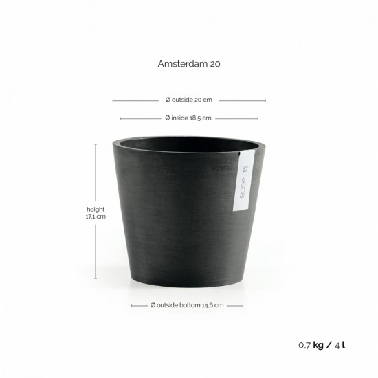 Amsterdam round pot 20 Dark Grey Amsterdam pot 