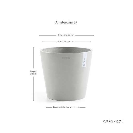 Γλάστρα στρογγυλή Amsterdam 25 White Grey Γλάστρα amsterdam Γλάστρα στρογγυλή Amsterdam 25 White Grey Γλάστρα amsterdam