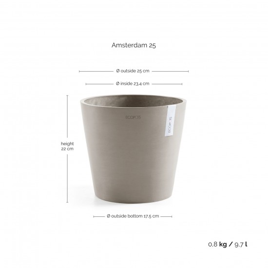 Amsterdam round pot 25 Taupe Amsterdam pot Amsterdam round pot 25 Taupe Amsterdam pot