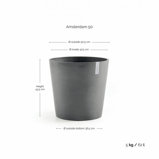 Amsterdam round pot 50 Grey Amsterdam pot 