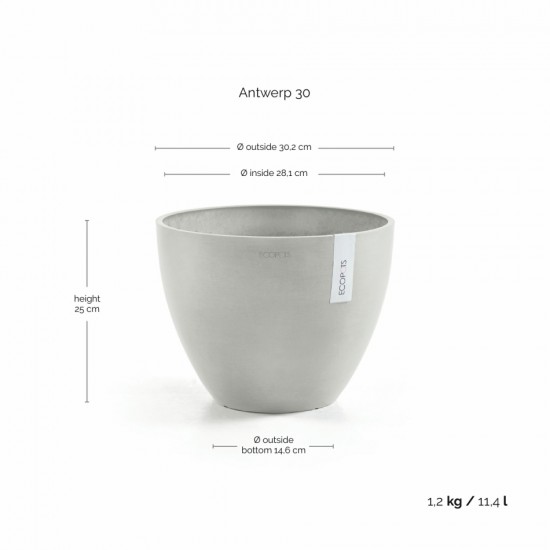 Antwerp oval pot 30 White Grey Antwerp pot 