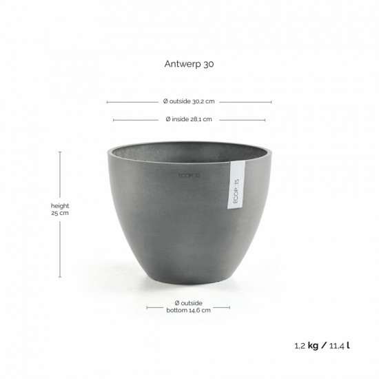 Antwerp oval pot 30 Grey Antwerp pot 