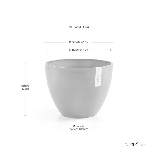 Antwerp oval pot 40 White Grey Antwerp pot 