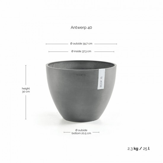 Antwerp oval pot 40 Grey Antwerp pot 