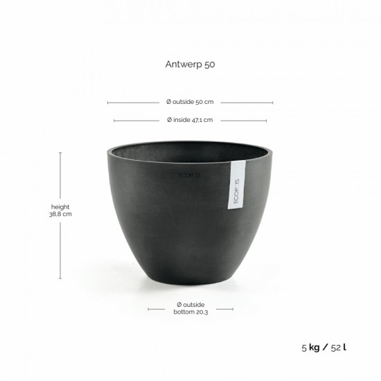 Antwerp oval pot 50 Dark Grey Antwerp pot 