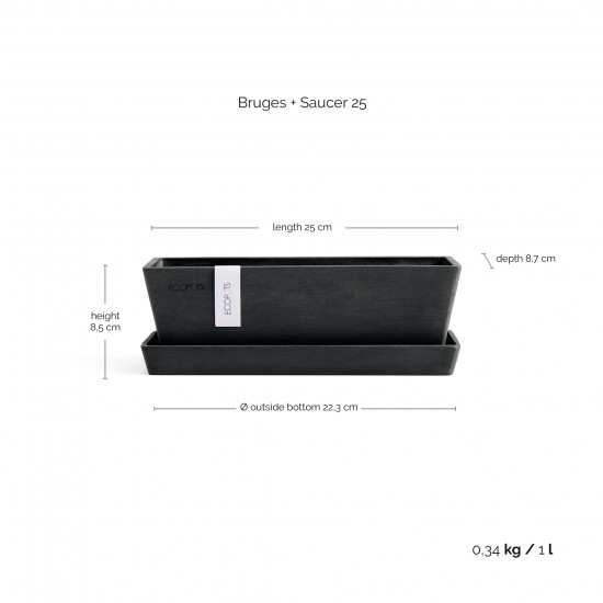Ζαρντινιέρα Bruges Mini 25 Dark Grey με πιάτο Ζαρντινιέρες bruges mini σετ Ζαρντινιέρα Bruges Mini 25 Dark Grey με πιάτο Ζαρντινιέρες bruges mini σετ