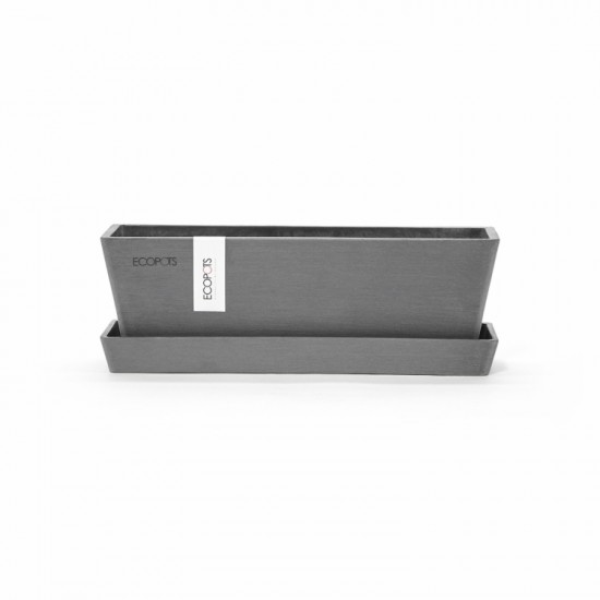 Rectangular planter Bruges Mini 25 Grey with saucer Renctangular bruges mini