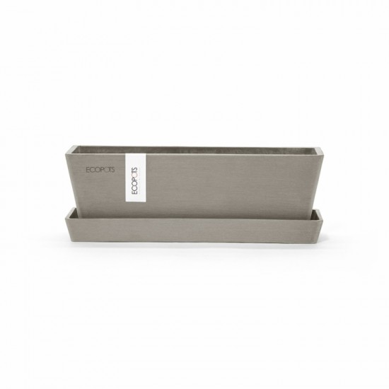 Rectangular planter Bruges Mini 25 Taupe with saucer Renctangular bruges mini