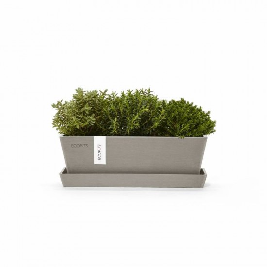 Rectangular planter Bruges Mini 25 Taupe with saucer Renctangular bruges mini