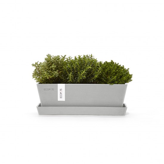 Rectangular planter Bruges Mini 25 White Grey with saucer Renctangular bruges mini Rectangular planter Bruges Mini 25 White Grey with saucer Renctangular bruges mini