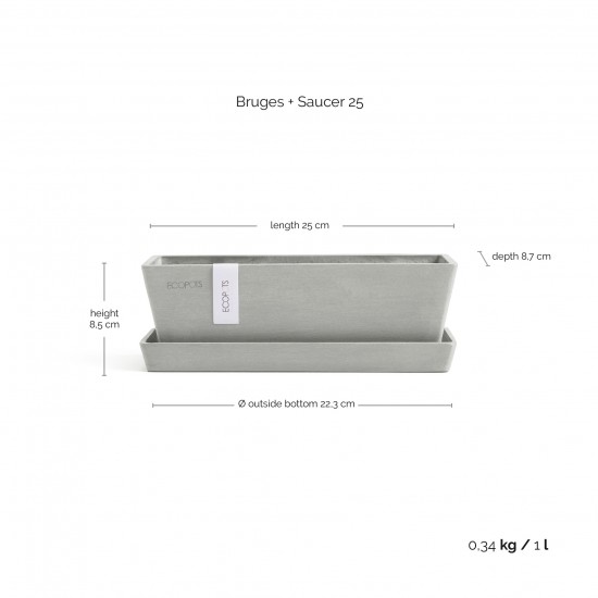 Rectangular planter Bruges Mini 25 White Grey with saucer Renctangular bruges mini Rectangular planter Bruges Mini 25 White Grey with saucer Renctangular bruges mini