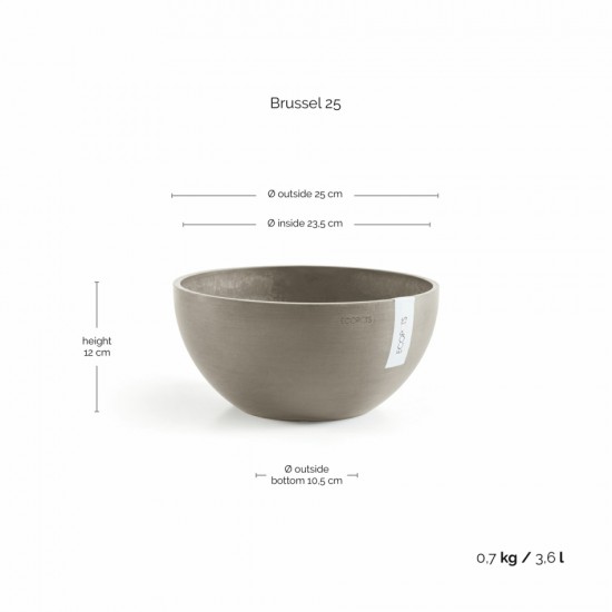 Round bowl pot Brussels 25 Taupe Brussels pot 
