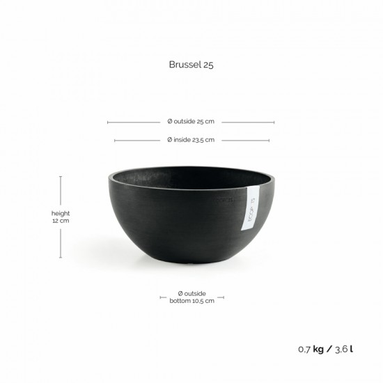 Round bowl pot Brussels 25 Dark Grey Brussels pot 