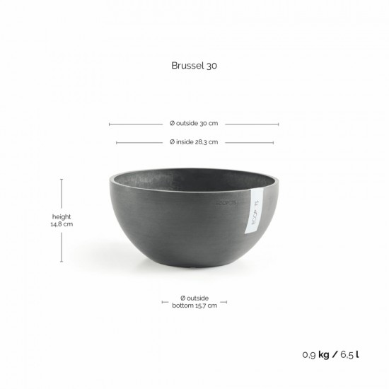 Round bowl pot Brussels 30 Grey Brussels pot 