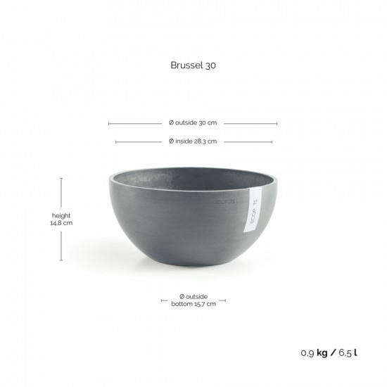 Round bowl pot Brussels 30 Blue Grey Brussels pot 