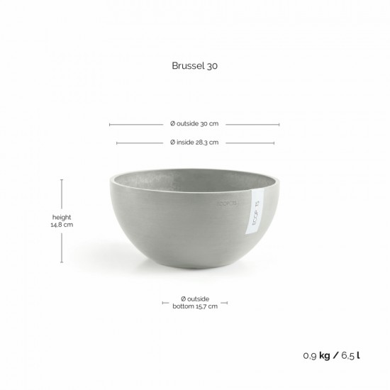 Round bowl pot Brussels 30 White Grey Brussels pot 