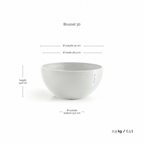 Round bowl pot Brussels 30 Pure White Brussels pot 
