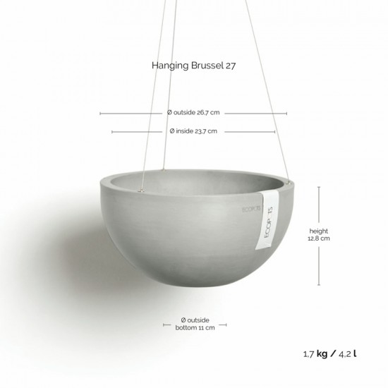 Hanging bowl Brussels 27 White Grey Hanging pot brussels