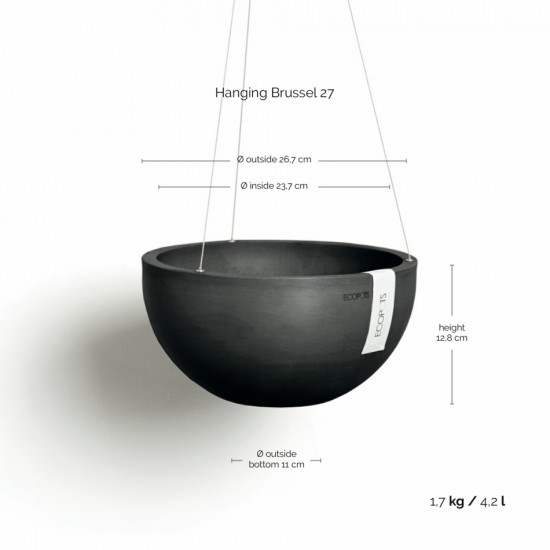 Hanging bowl Brussels 27 Dark Grey Hanging pot brussels