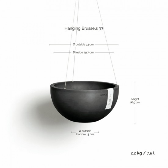 Hanging bowl Brussels 33 Dark Grey Hanging pot brussels