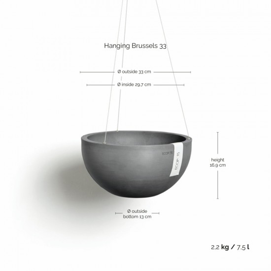Hanging bowl Brussels 33 Grey Hanging pot brussels
