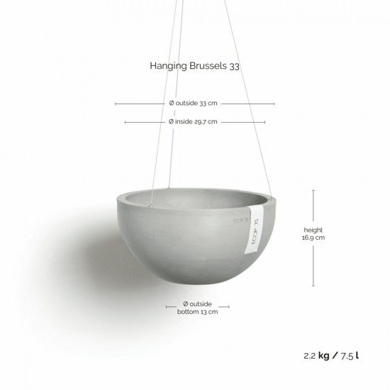 Hanging bowl Brussels 33 White Grey Hanging pot brussels