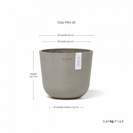 Oslo Mini small pot 16 Taupe Small pots