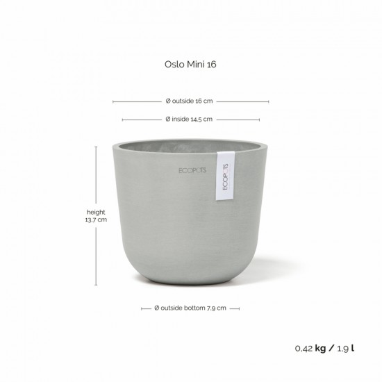 Oslo Mini small pot 16 White Grey Small pots