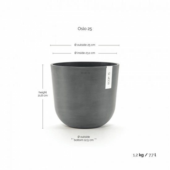 Oslo round pot 25 Grey Oslo pot 