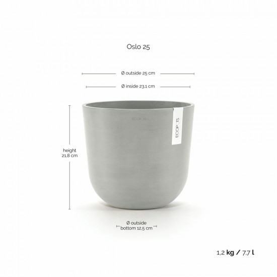 Oslo round pot 25 White Grey Oslo pot 