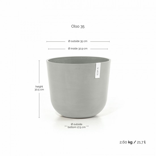 Oslo round pot 35 White Grey Oslo pot 