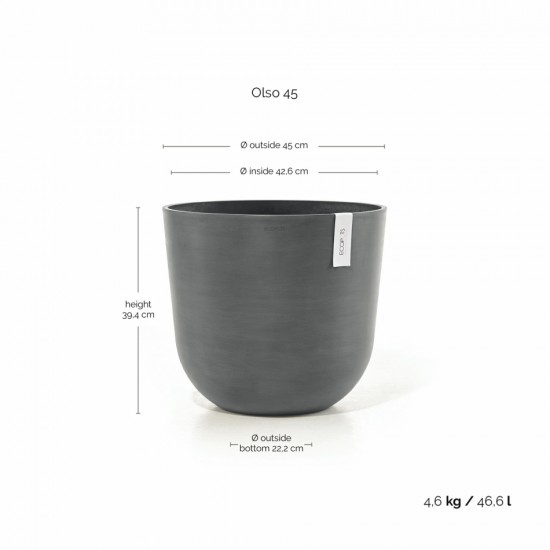 Oslo round pot 45 Grey Oslo pot 