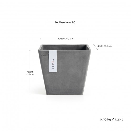 Rotterdam square pot 20 Grey Rotterdam pot Rotterdam square pot 20 Grey Rotterdam pot
