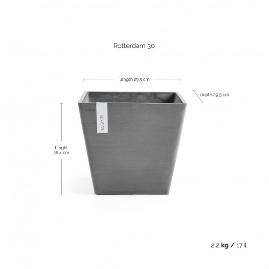 Rotterdam square pot 30 Grey Rotterdam pot Rotterdam square pot 30 Grey Rotterdam pot