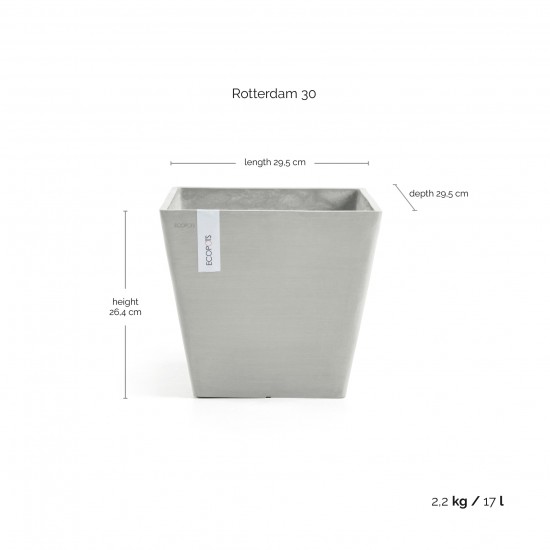 Rotterdam square pot 30 White Grey Rotterdam pot Rotterdam square pot 30 White Grey Rotterdam pot