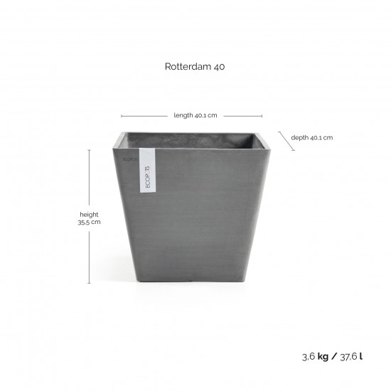 Rotterdam square pot 40 Grey Rotterdam pot Rotterdam square pot 40 Grey Rotterdam pot