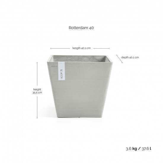 Rotterdam square pot 40 White Grey Rotterdam pot Rotterdam square pot 40 White Grey Rotterdam pot