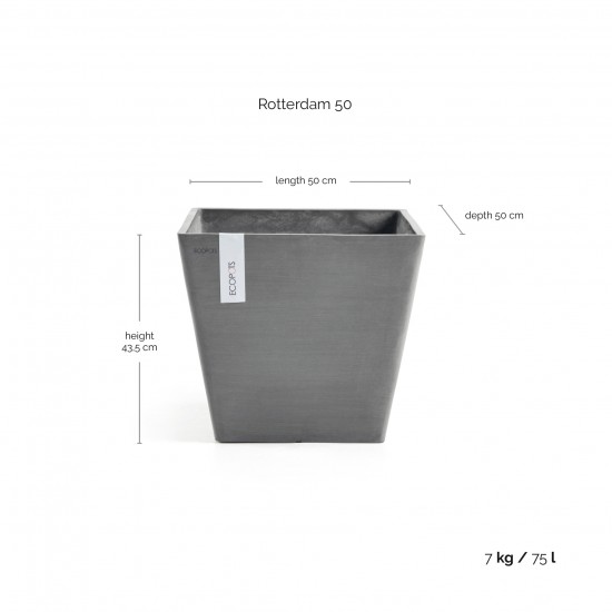 Rotterdam square pot 50 Grey Rotterdam pot Rotterdam square pot 50 Grey Rotterdam pot
