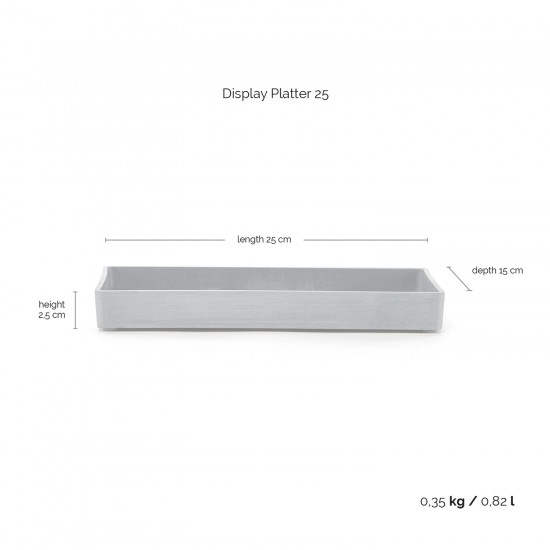Saucer rectangular 25 Dark Grey Display platter