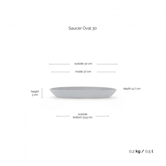Saucer oval 30 White Grey Oval saucers